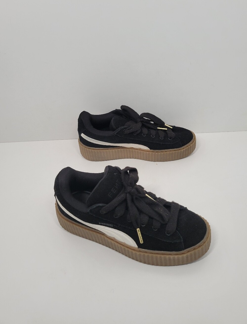 Puma X FENTY Creeper Phatty Black Suede Gum Sole Sneaker Shoes Women Size 9.5